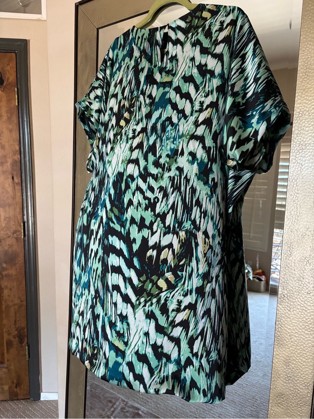 Chico's Teal, Black & White Printed Short Sleeve Dress Size 2